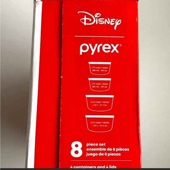 NIB Pyrex Disney Christmas Mickey & Minnie Mouse Decorated Glass Containers Lids - Picture 4 of 7